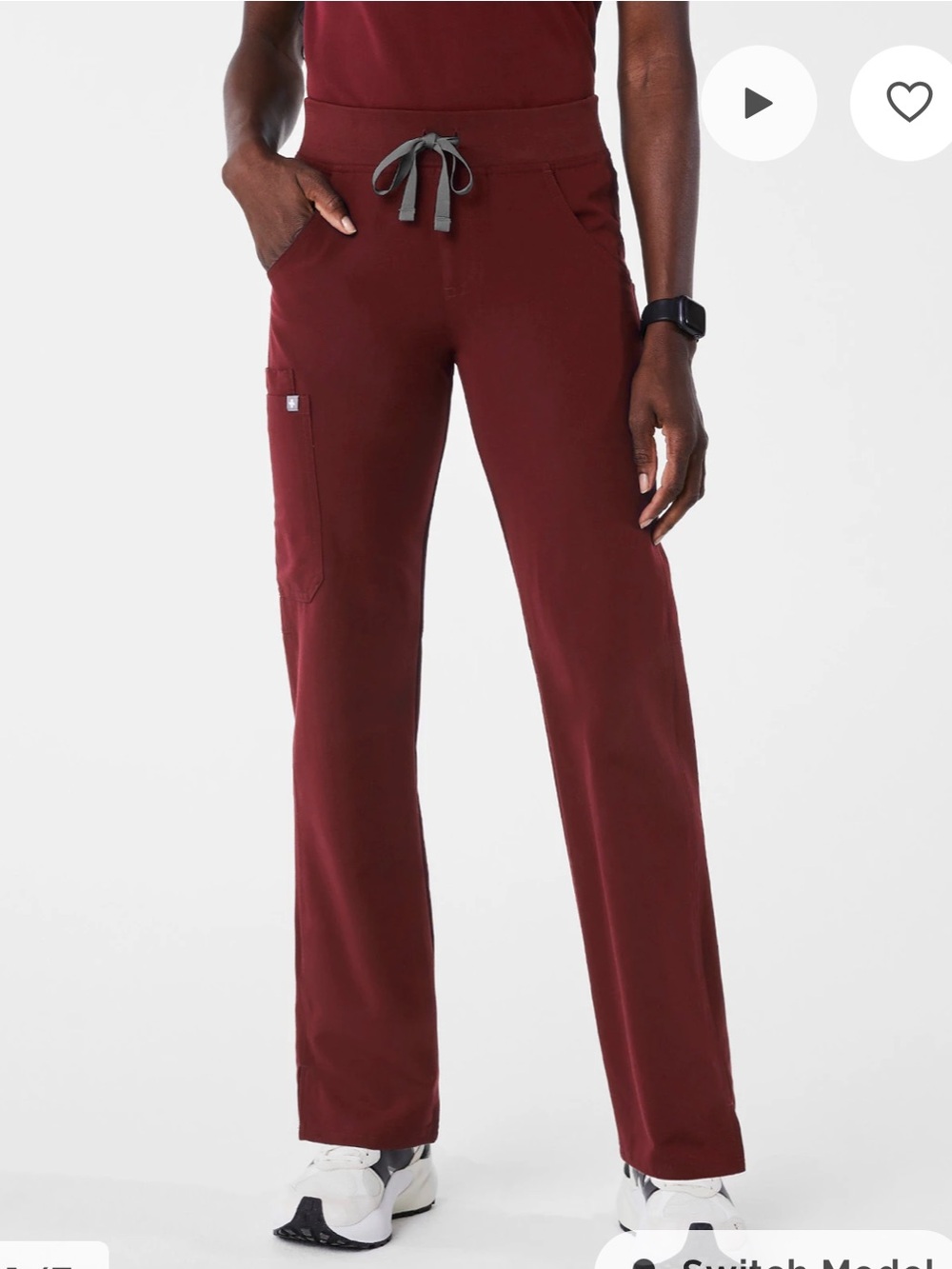 FIGS Kade Cargo Scrub Pants Technical Collection Burgundy Red - Med Tall